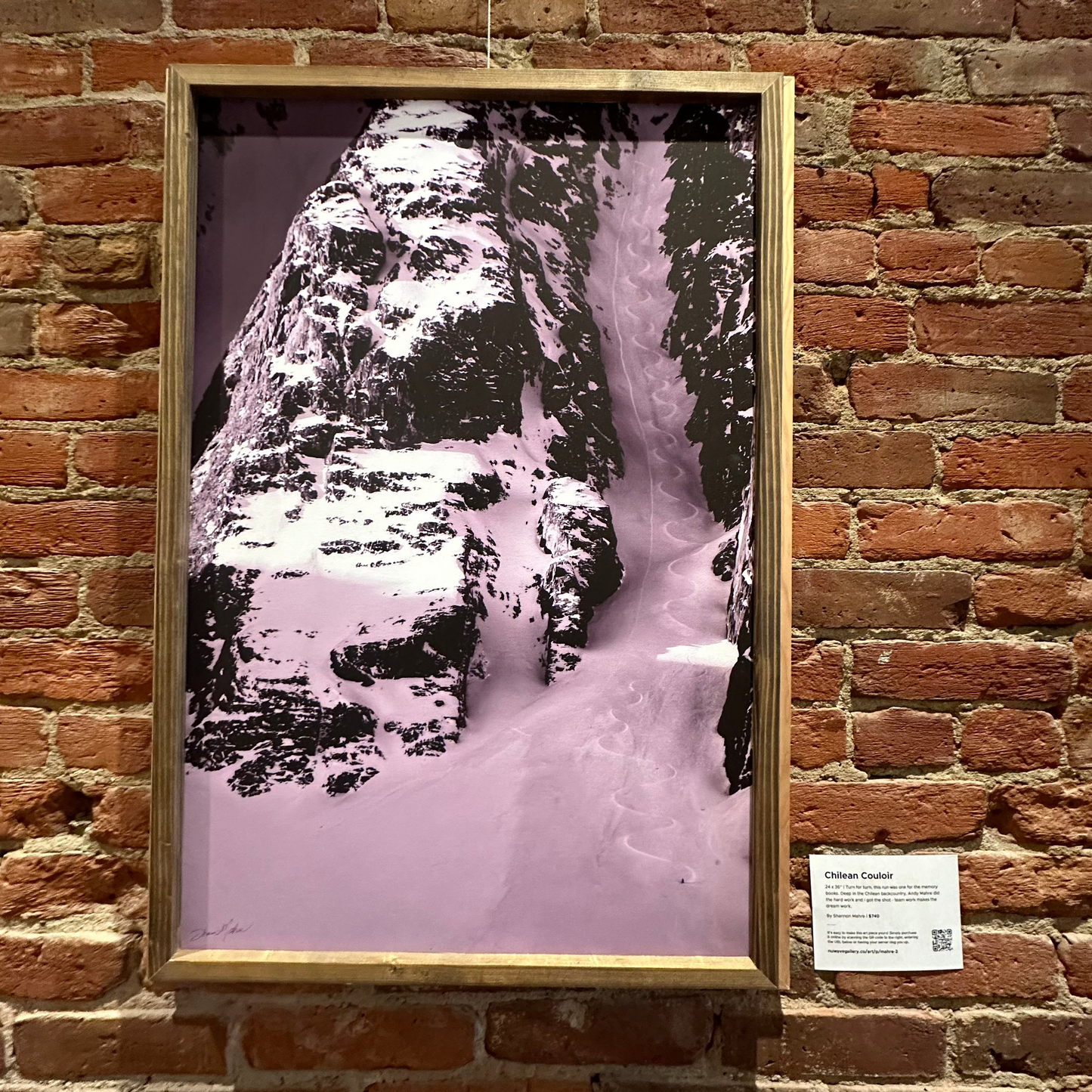 "Chilean Couloir" CANVAS WITH BARN WOOD FRAME